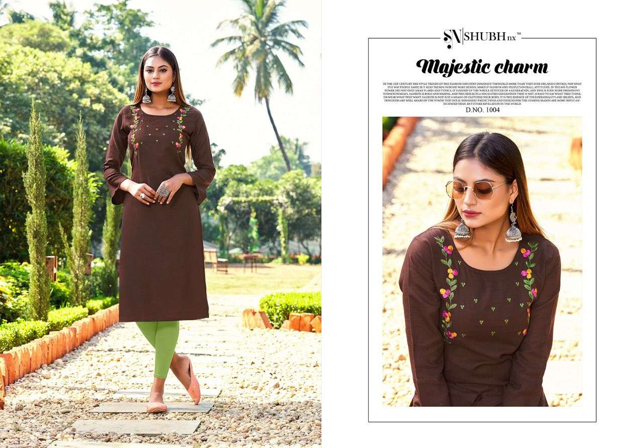 AMUL VOL-5 BY SHUBH NX 1001 TO 1010 SERIES BEAUTIFUL COLORFUL STYLISH FANCY CASUAL WEAR & ETHNIC WEAR & READY TO WEAR MAGIC SLUB WITH EMBROIDERY KURTIS AT WHOLESALE PRICE